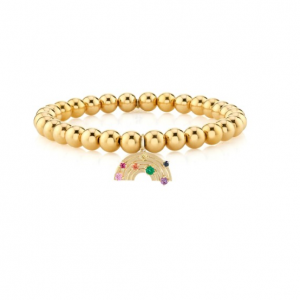 Sydney Evan Rainbow Charm Gold Stretch Bracelet Bead Bailey's Fine Jewelry