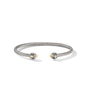 David Yurman Renaissance Bracelet in Sterling Silver with 18K Yellow Gold Domes