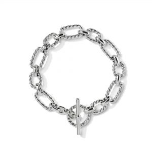 David Yurman Cushion Link Chain Bracelet in Sterling Silver with Blue Sapphires