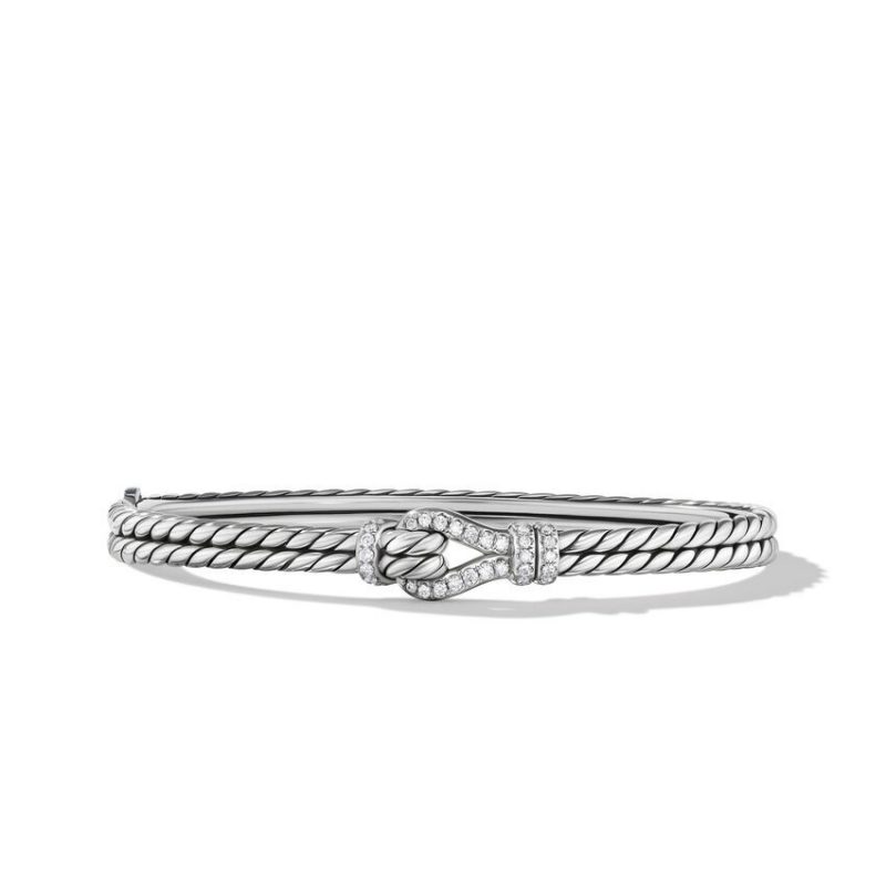 David Yurman Thoroughbred Loop Bracelet in Sterling Silver with Pave Diamonds