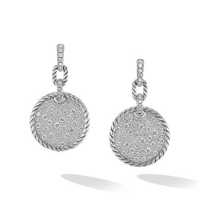 David Yurman Elements Convertible Drop Earrings in Sterling Silver with Pave Diamonds