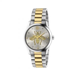 Gucci G-Timeless Iconic 38mm Steel and 14kt Yellow Gold Bee Watch Watch Bailey's Fine Jewelry