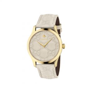 Gucci G-Timeless 38mm Signature White Leather Watch