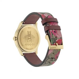 Gucci G-Timeless Contemporary 38mm GG Supreme Canvas Pink Bloom Watch