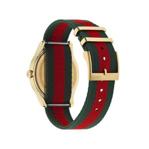 Gucci G-Timeless Contemporary 38mm Red Green Nylon Bee Watch