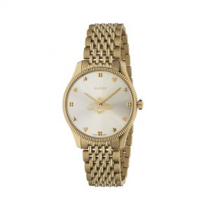 Gucci G-Timeless Slim 36mm Yellow Gold PVD SIlver Bee Watch Watch Bailey's Fine Jewelry