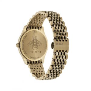 Gucci G-Timeless Slim 36mm Yellow Gold PVD SIlver Bee Watch