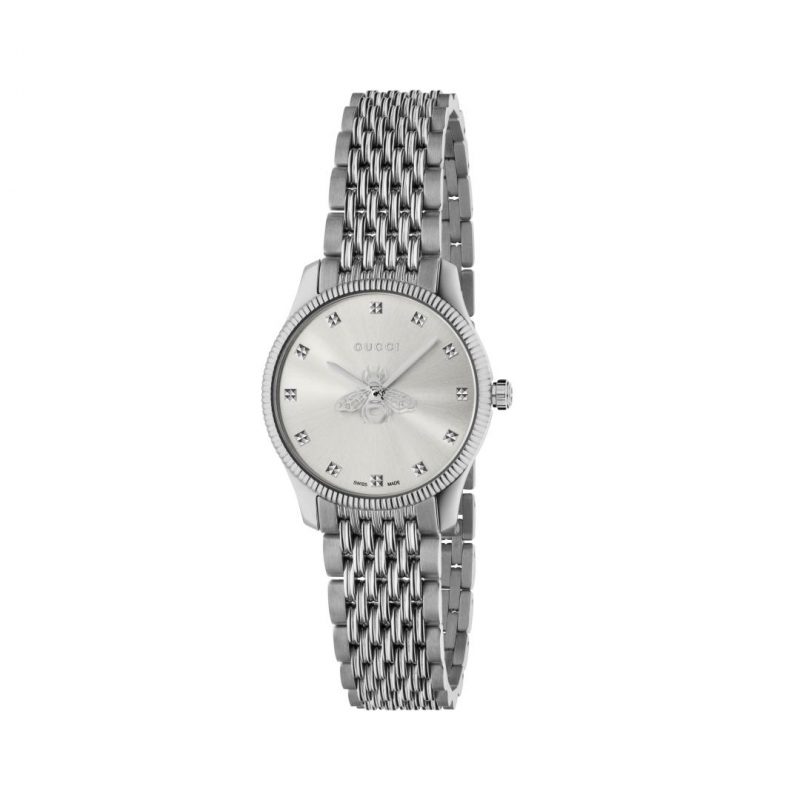 Gucci G-Timeless Slim 29mm Silver Bee Steel Watch