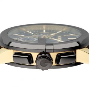 Gucci G-Chrono 44mm Guilloche Black Leather Watch