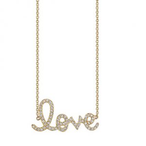 Sydney Evan Large Love Script Necklace Necklaces & Pendants Bailey's Fine Jewelry