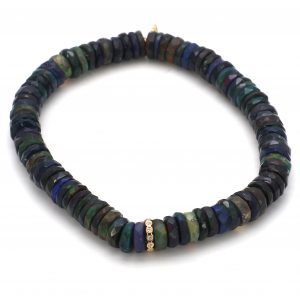 Sydney Evan Bezel Rondell Blue Ethiopian Opal Heishi Stretch Bracelet Bracelets Bailey's Fine Jewelry