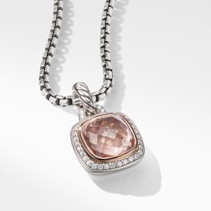 David Yurman Elements Disc Pendant in Sterling Silver with Pave Diamonds