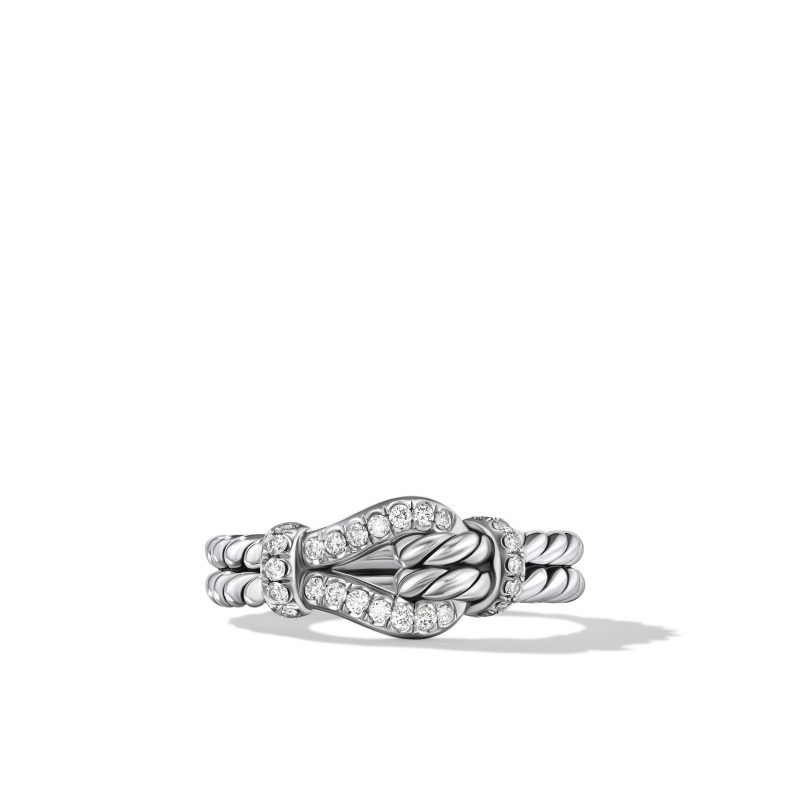 David Yurman Thoroughbred Loop Ring in Sterling Silver with Pave Diamonds