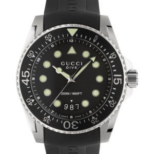 Gucci Dive Black 45mm Rubber Watch