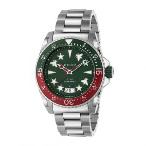 Gucci Dive 45mm Green and Red Icon Steel Watch Watch Bailey's Fine Jewelry