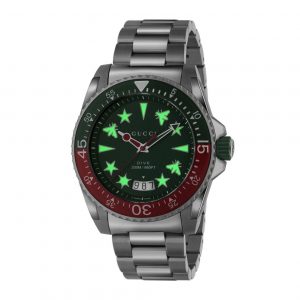 Gucci Dive 45mm Green and Red Icon Steel Watch