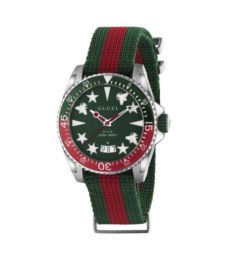 Voel me slecht Chemie Vacature Gucci Dive 40mm Green and Red Icon Web Nylon Watch – Bailey's Fine Jewelry