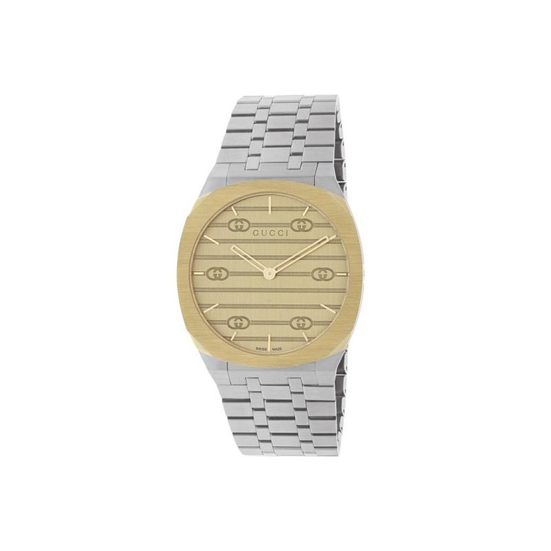 Gucci 25H 34mm Golden Brass Steel Watch