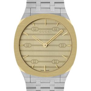 Gucci 25H 38mm Golden Brass Steel Watch