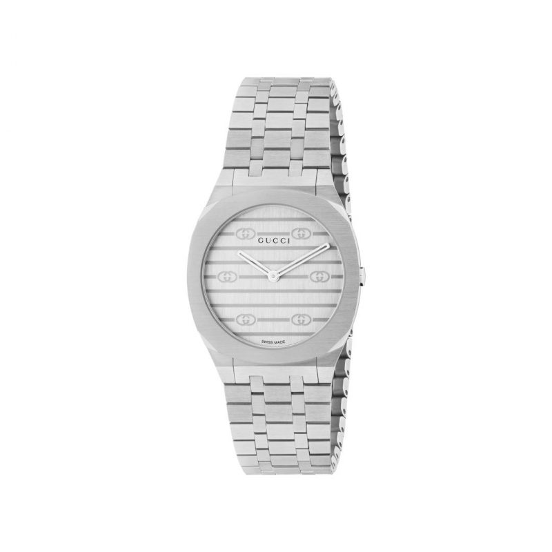 Gucci 25H 30mm Silver Steel Watch