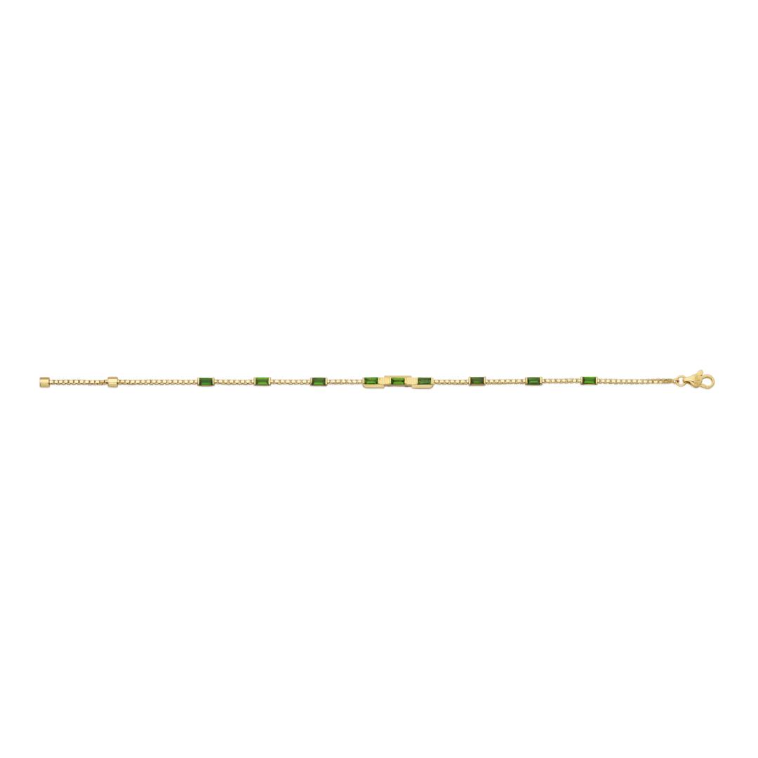 •GREEN TOURMALINE• linked silver bracelet (7.5