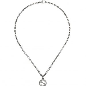 Gucci Interlocking G Pendant Aged Silver Necklace Necklaces & Pendants Bailey's Fine Jewelry
