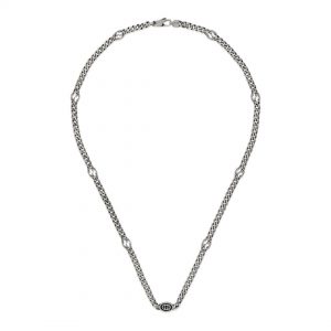 Gucci Interlocking G Black Enamel Silver Necklace Necklaces & Pendants Bailey's Fine Jewelry
