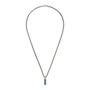 Gucci Tag Turquoise Enamel Script pendant Silver Necklace Necklaces & Pendants Bailey's Fine Jewelry