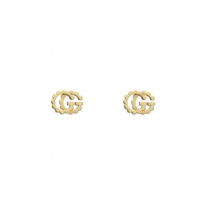 Gucci GG Running Scalloped 18K Yellow Gold Logo Earrings Earrings Bailey's Fine Jewelry