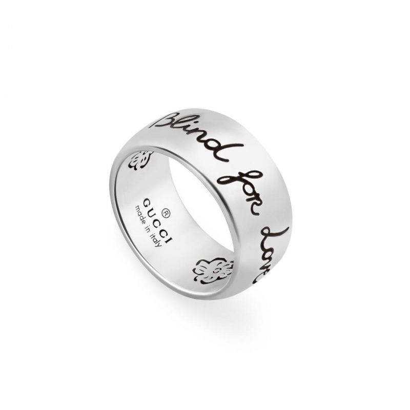 Gucci Blind For Love Wide Silver Band Ring