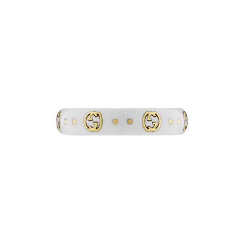 Gucci Icon 18K Yellow Gold White Ring
