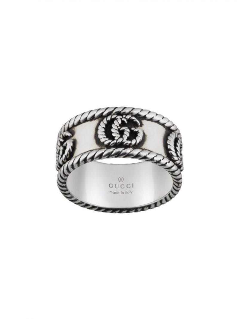 Gucci GG Marmount Silver Rope Band Ring