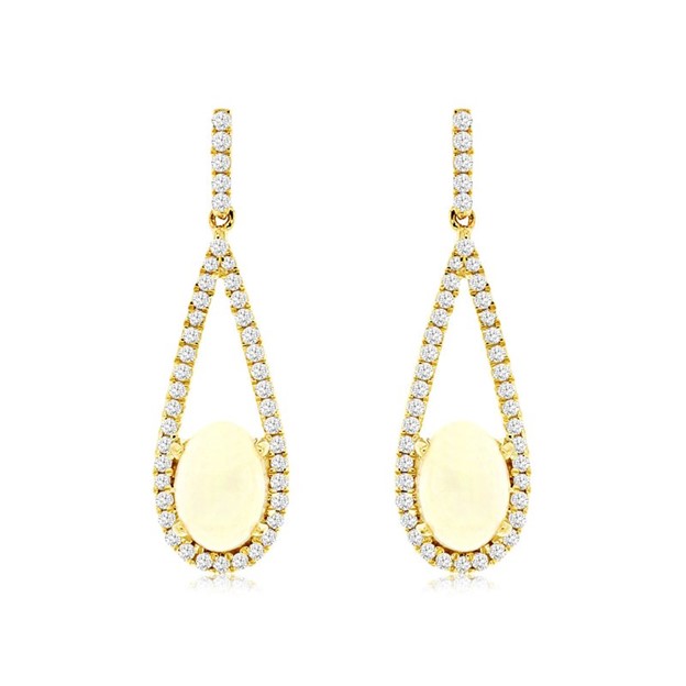 Opal and Diamond Teardrop Earrings