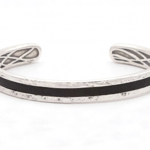 John Varvatos Leather Silver Cuff Bracelet Bracelets Bailey's Fine Jewelry