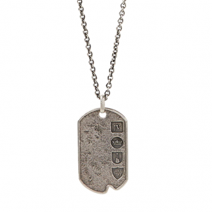 John Varvatos Distressed Silver Dogtag Pendant Necklace Gents Bailey's Fine Jewelry