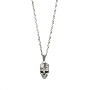 John Varvatos Skull Silver Pendant Necklace Gents Bailey's Fine Jewelry
