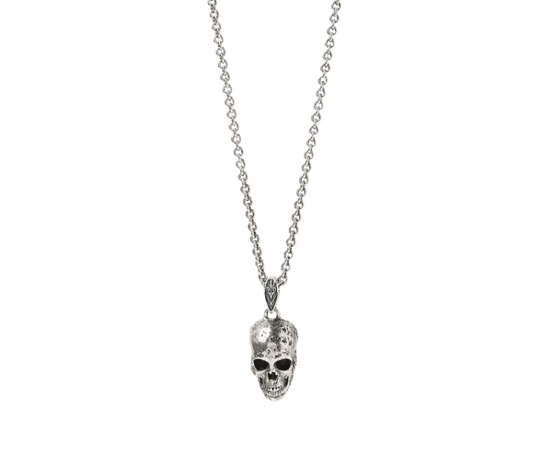 John Varvatos Skull Silver Pendant Necklace