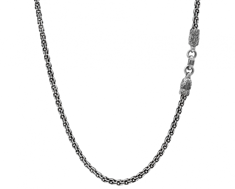 John Varvatos Wolf Woven Silver Chain Necklace