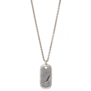 John Varvatos Distressed Dogtag Silver Pendant Necklace Gents Bailey's Fine Jewelry