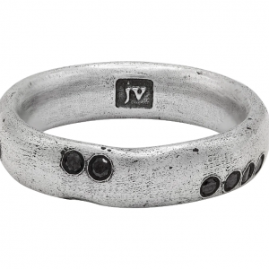 John Varvatos Stardust Black Diamond Silver Band Ring Band Bailey's Fine Jewelry