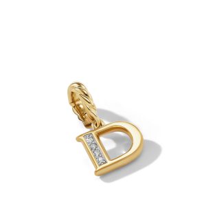 David Yurman Pavé D Initial Pendant in 18K Yellow Gold with Diamonds DY Bailey's Fine Jewelry
