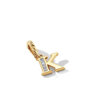 David Yurman Pavé K Initial Pendant in 18K Yellow Gold with Diamonds DY Bailey's Fine Jewelry