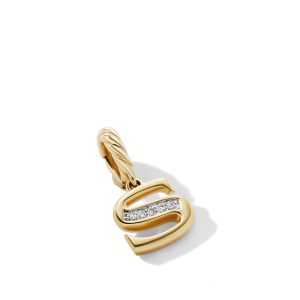 David Yurman Pavé S Initial Pendant in 18K Yellow Gold with Diamonds DY Bailey's Fine Jewelry