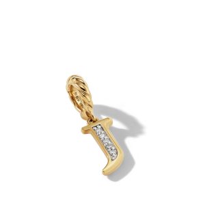David Yurman Pavé J Initial Pendant in 18K Yellow Gold with Diamonds DY Bailey's Fine Jewelry