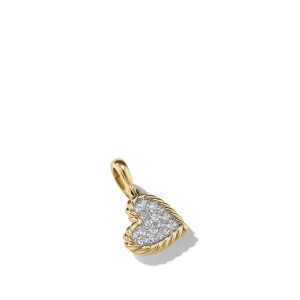 David Yurman Elements Heart Pendant in 18K Yellow Gold with Pavé Diamonds DY Bailey's Fine Jewelry