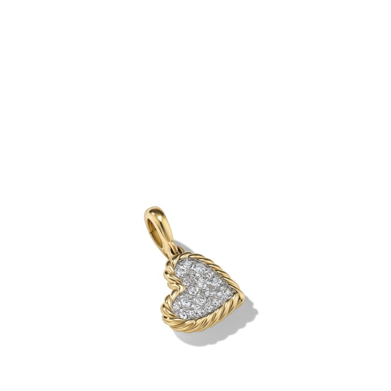 David Yurman Elements Heart Pendant in 18K Yellow Gold with Pavé Diamonds