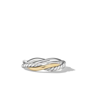 David Yurman Petite Infinity Band Ring in Sterling Silver with 14K Yellow Gold DY Bailey's Fine Jewelry