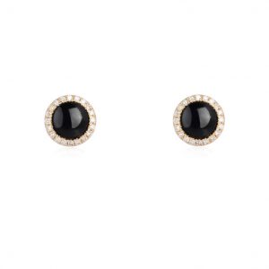 Onyx and Diamond Halo Stud Earring Earrings Bailey's Fine Jewelry