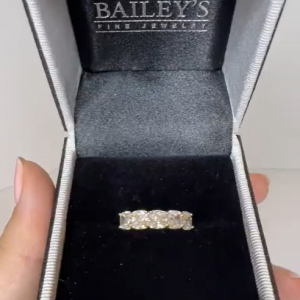 Cushion Diamond Band Ring in jewelry box