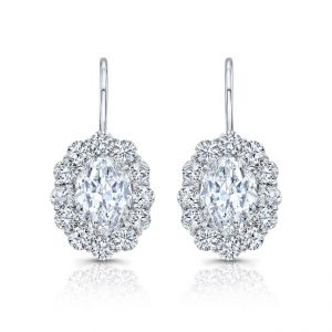 Oval Diamond Halo Drop Earrings Sale Bailey's Fine Jewelry